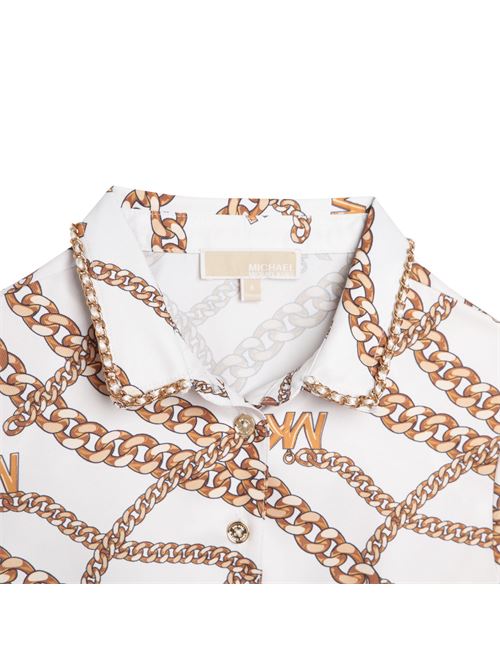 Camicia bianca con logo oro MICHAEL KORS | R15189BIANCO GIALLO#